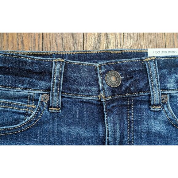 NEW American Eagle Denim Miniskirt 0 Blue Stretch High Rise Raw Edge Distressed - Picture 9 of 12